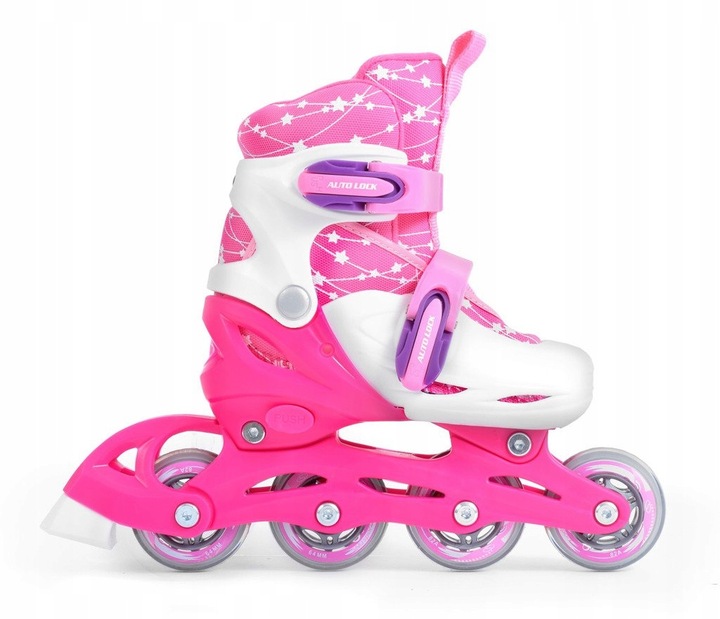 Zestaw COMBO PINK LED: 2w1 wrotko-rolki regulowane + kask + ochraniacze + t