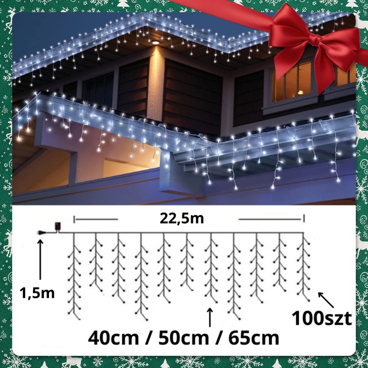 SOPLE LED 500 LAMPKI ZIMNE WISZĄCE 24M ZEWNĘTRZNE WEWNĘTRZNE EFEKT FLASH