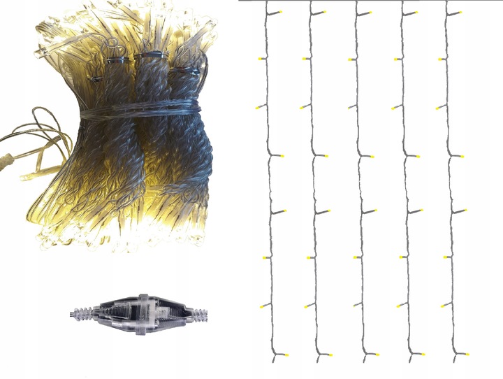 Kurtyna świetlna LED 1,5x2,5 ciepła biel nietypowa