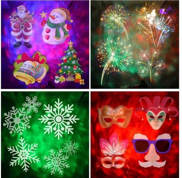 PROJEKTOR ŚWIĄTECZNY LED ŚNIEG NA PILOT LASEROWY REFLEKTOR RZUTNIK NA DOM