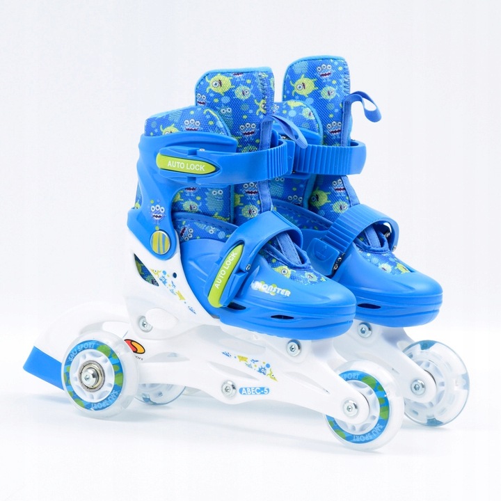 Zestaw COMBO MONSTER LED: 2w1 wrotko-rolki regulowane + kask + ochraniacze