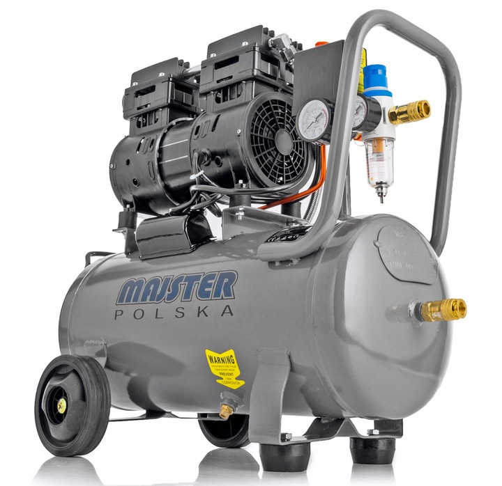 KOMPRESOR BEZOLEJOWY SPRĘŻARKA SEPARATOR 24L CICHY 60dB Majster Polska 0063