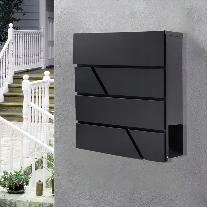 SKRZYNKA POCZTOWA na listy na pocztę CZARNA MAT do domu na ogrodzenie DUŻA