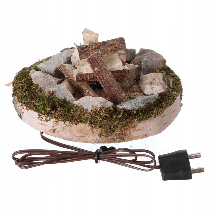 OGNISKO Z KAMIENIAMI I OŚWIETLENIEM 4,5V do dekoracji Szopki - 4cm wysoki