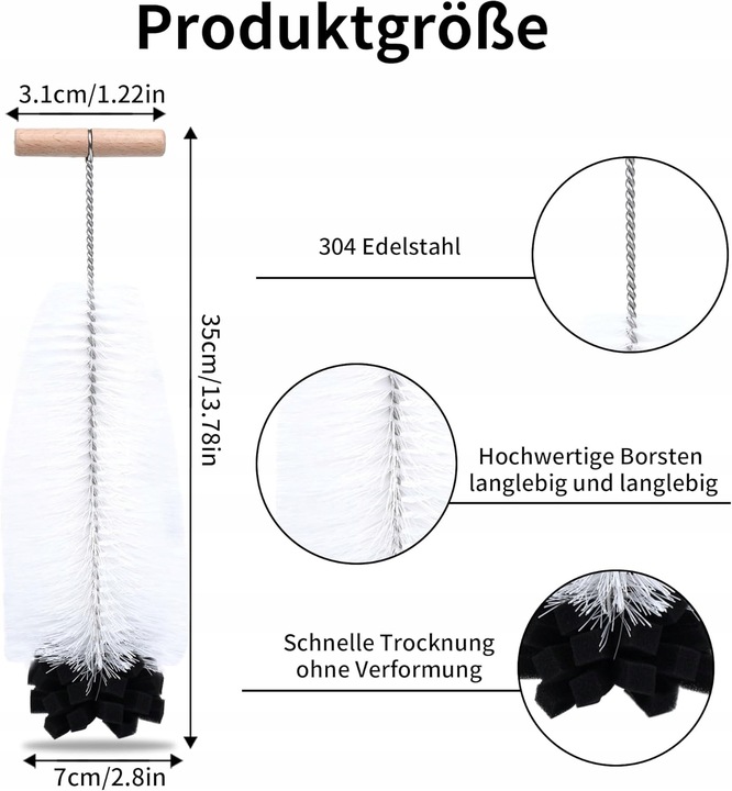 SZCZOTKA DO CZYSZCZENIA BUTELEK SODASTREAM DO BUTELEK I NACZYŃ DŁUGA 35CM