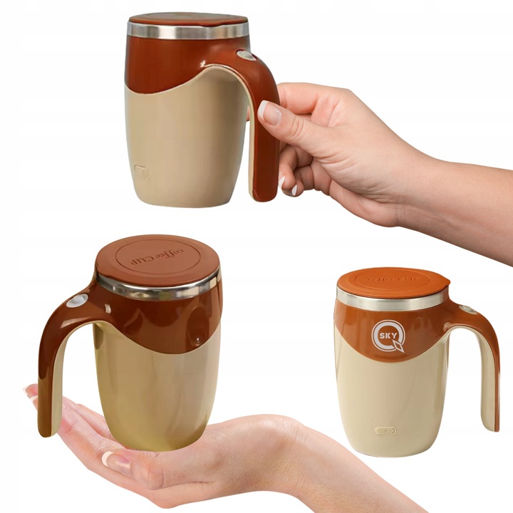 AUTOMATYCZNY KUBEK TERMICZNY 380 ML MAGNETYCZNE MIESZADŁO USB DLA KAWOSZY