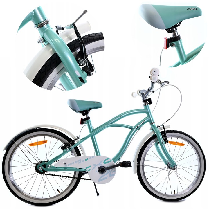 ROWER DLA DZIEWCZYNKI 20 CALI ROWEREK DZIECIĘCY MIĘTOWY BŁOTNIKI ODBLASKI