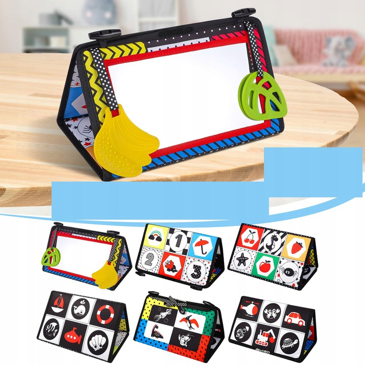 Książeczka Kontrastowa Zabawka Sensoryczna z Lusterkiem dla Niemowląt Wzory