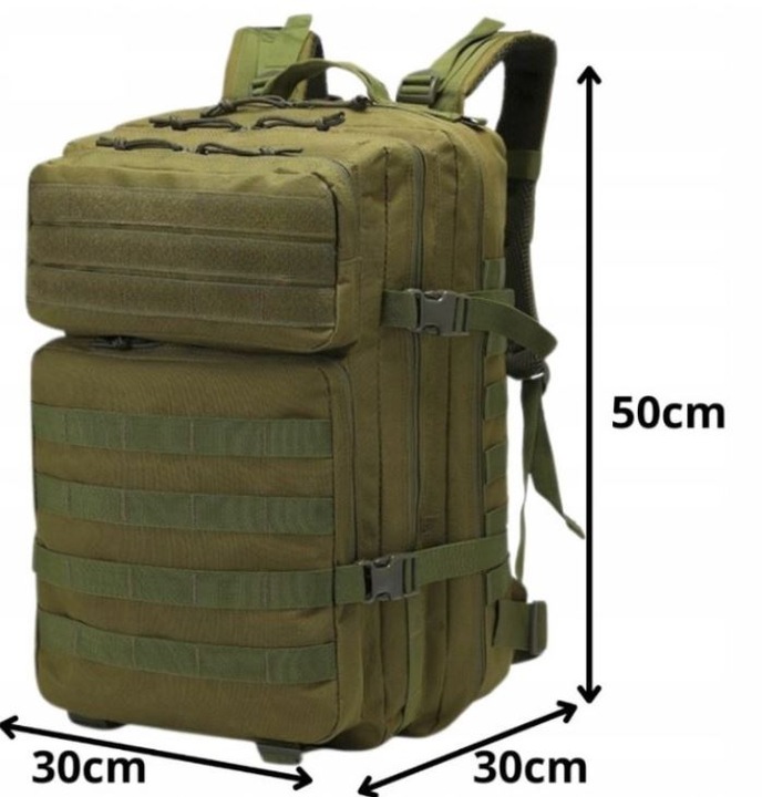 DUŻY PLECAK WOJSKOWY POJEMNY TURYSTYCZNY TAKTYCZNY MILITARNY 45L + FLAGA