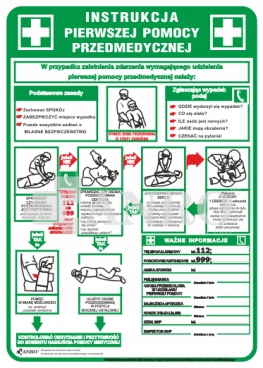 ZESTAW INSTRUKCJI TABLIC BHP PPOŻ PIERWSZA POMOC
