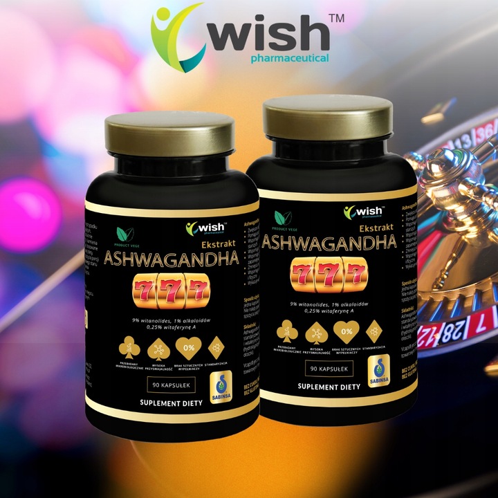 MOCNA ASHWAGANDHA 777 9% WITANOLIDÓW Żeń-Szeń Adaptogen Stres Pamięć 180 ka