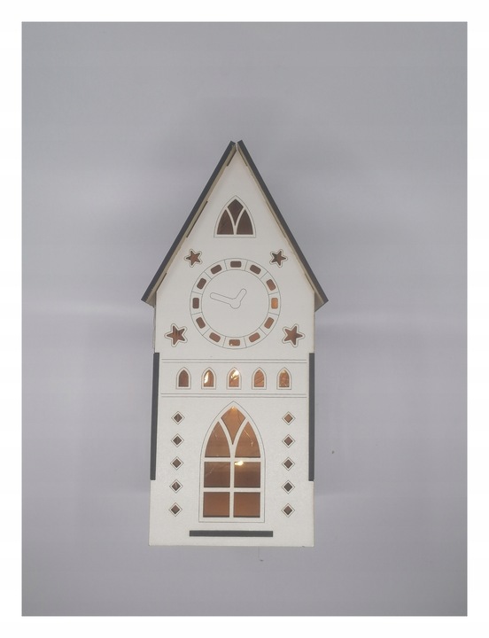 Domek lampion, oświetlenie led ciepłe, HIT biały hdf