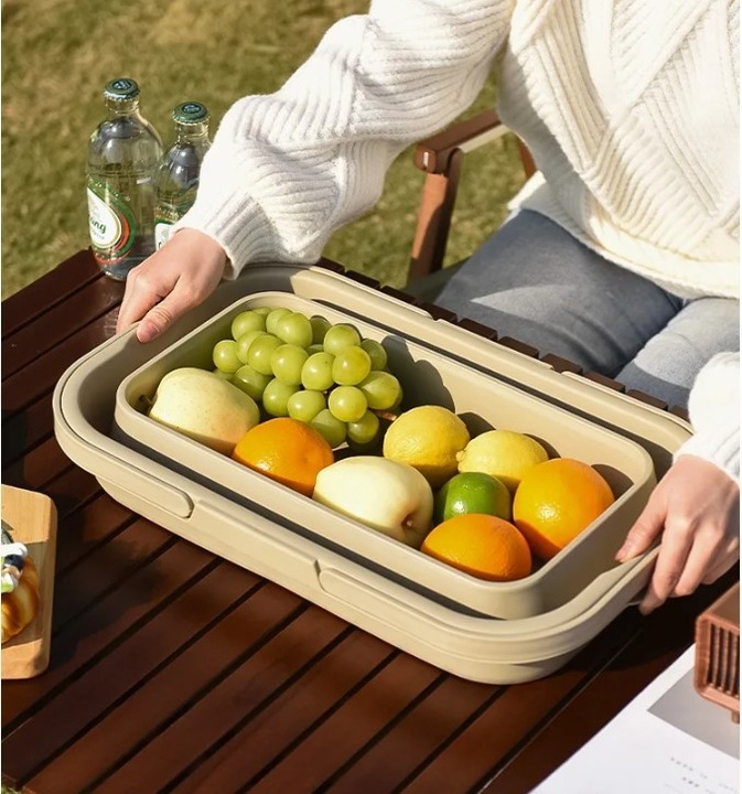 SKŁADANY KOSZ PIKNIKOWY 3W1 PIKNIK FUNKCJA STOLIKA POJEMNIK STOLIK