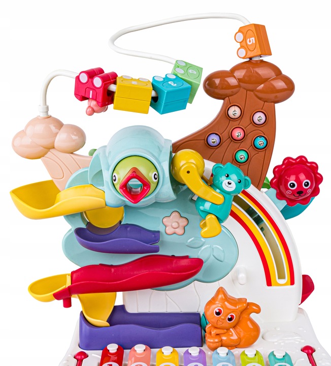 Interaktywny Tor kulkowy GRA MAGNETYCZNA NAKARM PTASZKA CYMBAŁKI PIANINO