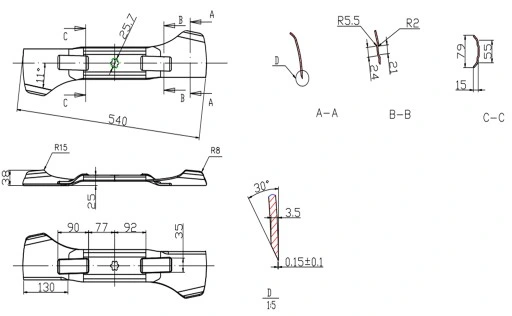 NÓŻ TRAKTOR DO MTD KOSZ PRAWY 54cm DECK 41cali