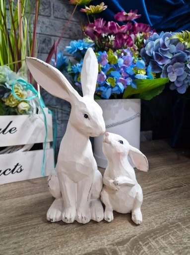 FIGURKA WIELKANOCNY ZAJĄC KRÓLIK Z MŁODYM model VI