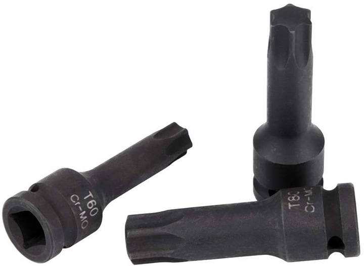 KLUCZE WPUSTOWE TRZPIENIOWE UDAROWE TORX 1/2 T30-T80 NASADKI 78 MM 8 EL