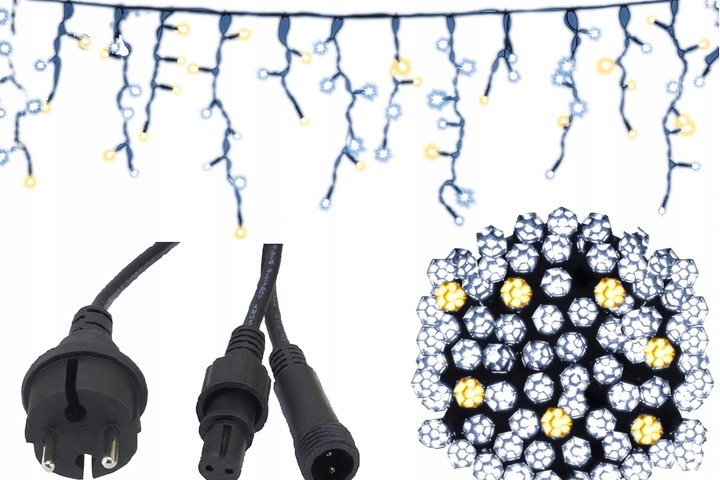 Sople 440 LED Girlanda Biała Zimna Flash Zewnętrzna IP44 31,7m gruby przewó