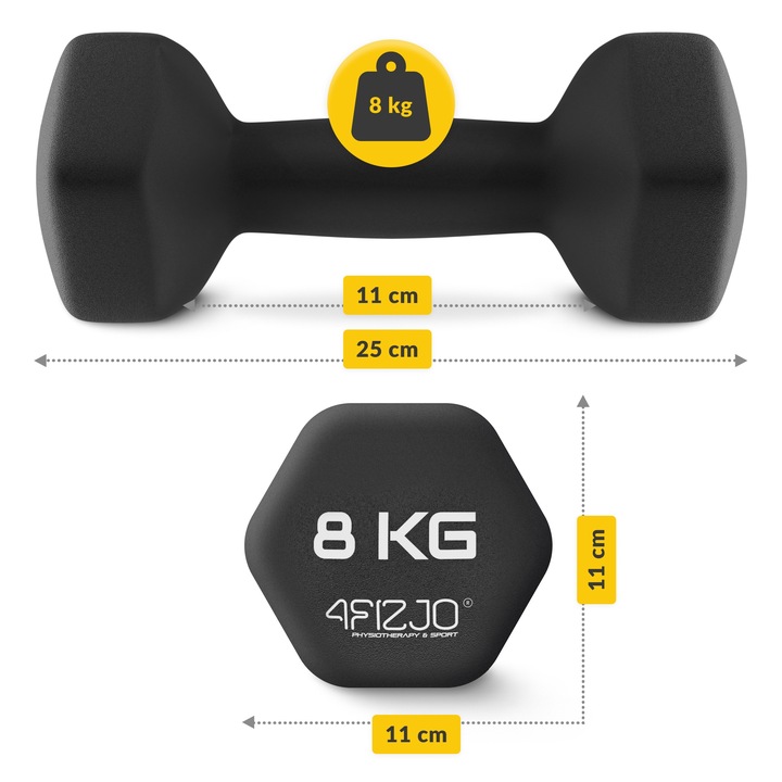 HANTLE CIĘŻARKI DO ĆWICZEŃ HANTELKI ŻELIWNE ANTYPOŚLIZGOWE ZESTAW 2x8 KG