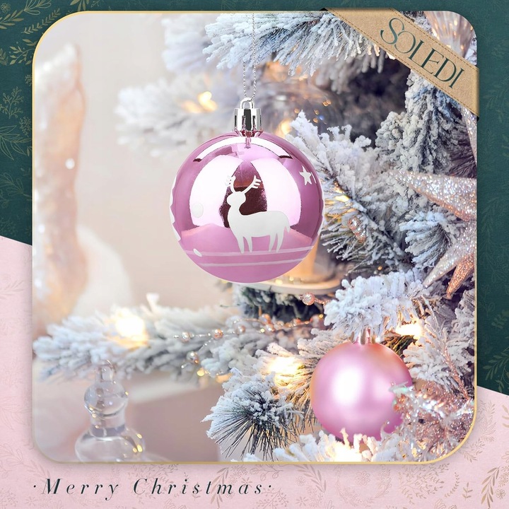 Zestaw bombek choinkowych SOLEDI Zestaw 128 wiszących ozdób choinkowych