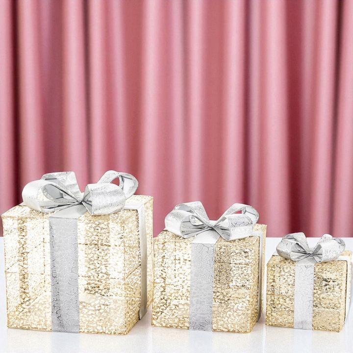 Ozdoba Prezenty zestaw 3 szt. LED Figurka świetlna świąteczna prezentowy