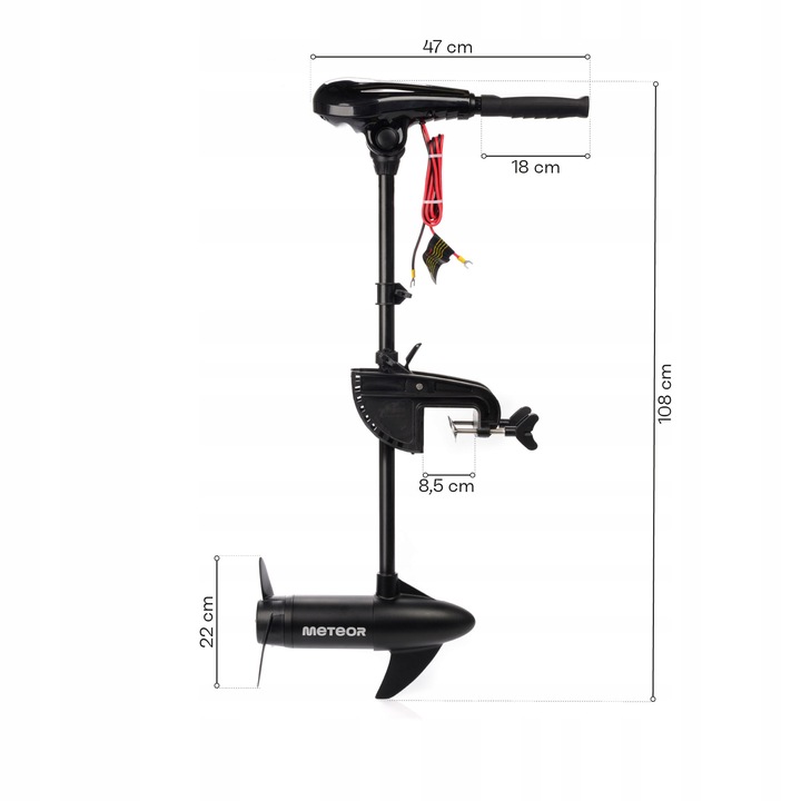 SILNIK ELEKTRYCZNY ZABURTOWY DO ŁODZI PONTONU METEOR 55 lbs/25 kg 624 W