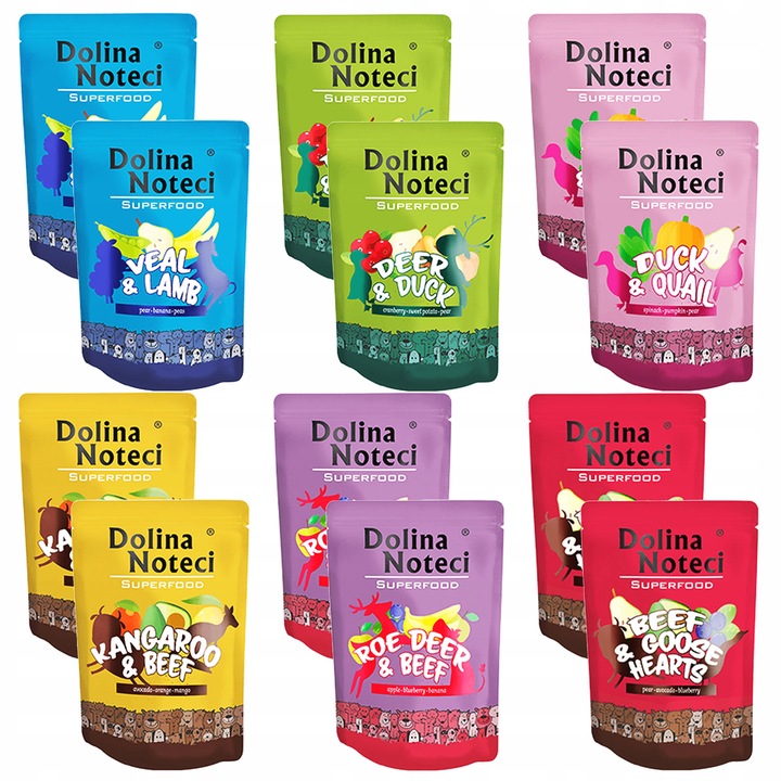 DOLINA NOTECI SUPERFOOD Karma mokra dla psa MIX Smaków 12 x 300g bezzbożowa