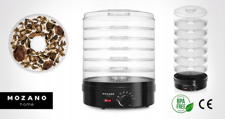 DUŻA SUSZARKA DO GRZYBÓW OWOCÓW WARZYW ZIÓŁ SPOŻYWCZA MOCNA 500W 6 SIT