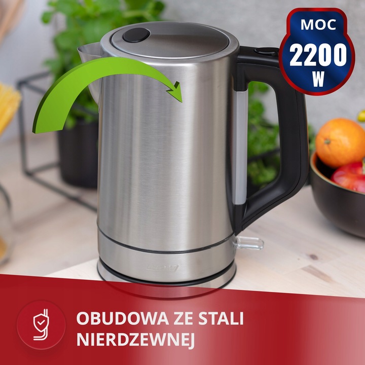 Czajnik elektryczny bezprzewodowy stal inox 2200W MPM MCZ-121M