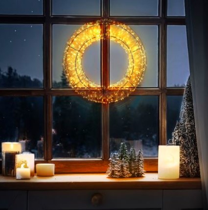 Lampka wieniec na baterie na drzwi okno stroik