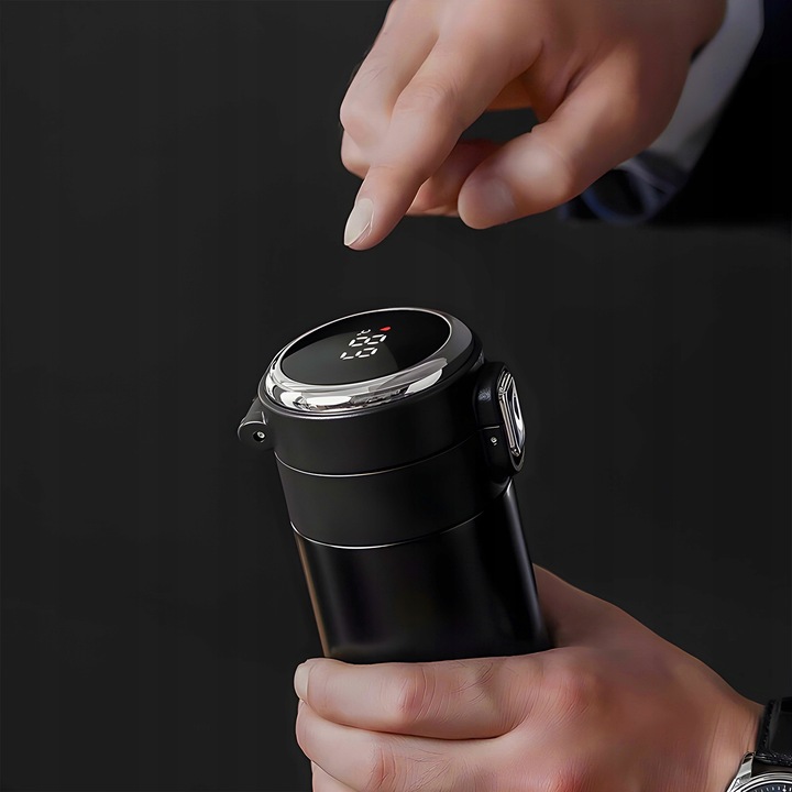 KUBEK TERMICZNY DUŻY TERMOS Z USTNIKIEM 420ML LCD SMART