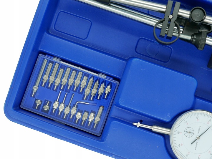 CZUJNIK ZEGAROWY + STATYW DO SPRAWDZANIA BICIA TARCZ Z KOŃCÓWKAMI W WALIZCE