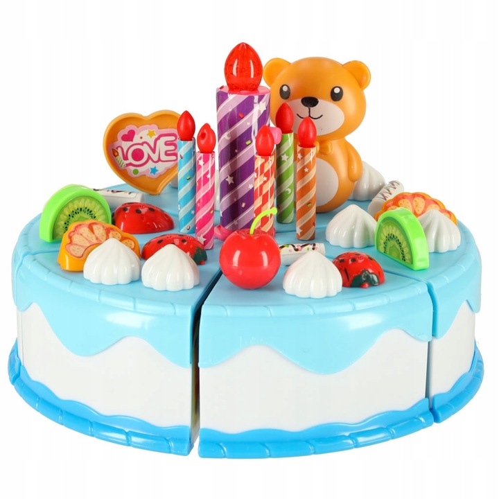 Tort Urodzinowy Misio Do Krojenia Dla Dzieci Z Akcesoriami 80 El. Niebieski