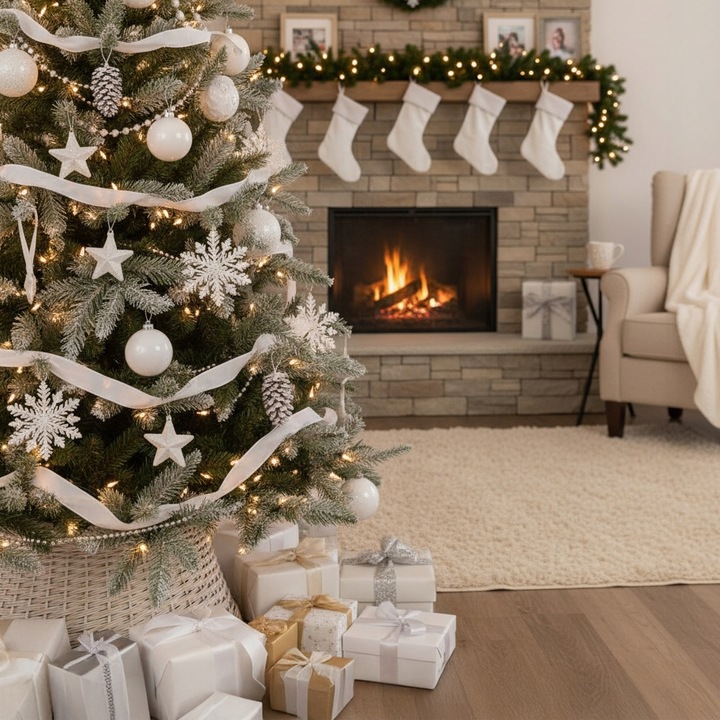 OSŁONA WIKLINOWA NA STOJAK POD CHOINKĘ 60CM OSŁONKA DO CHOINKI BIAŁA