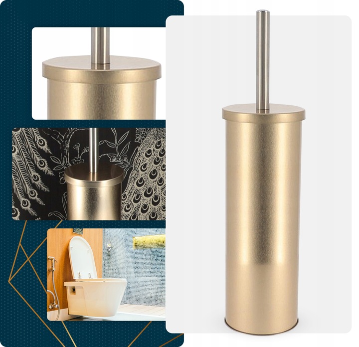 Szczotka do WC toaletowa nowoczesna GLAMOUR ZŁOTA z pojemnikiem metalowa