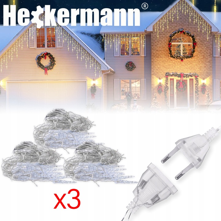 LAMPKI ZEWNĘTRZNE I WEWNĘTRZNE ŚWIĄTECZNE SOPLE 216 LED Z EFEKTEM ŚWIATEŁKA