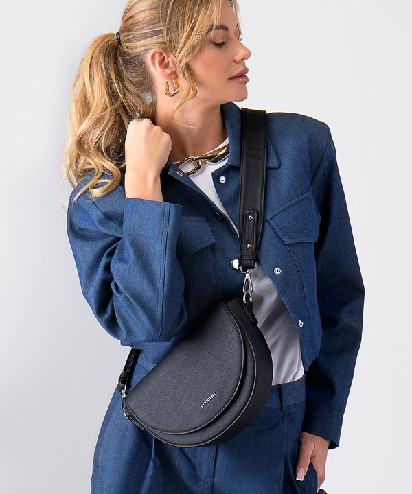 Torebka Crossbody Listonoszka Półksiężyc PUCCINI Na Pasku Czarna BML056M-1