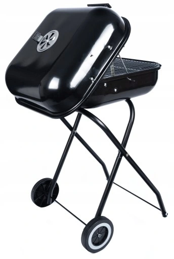 GRILL Węglowy na brykiet Ogrodowy PRZENOŚNY turystyczny WÓZEK POKRYWA