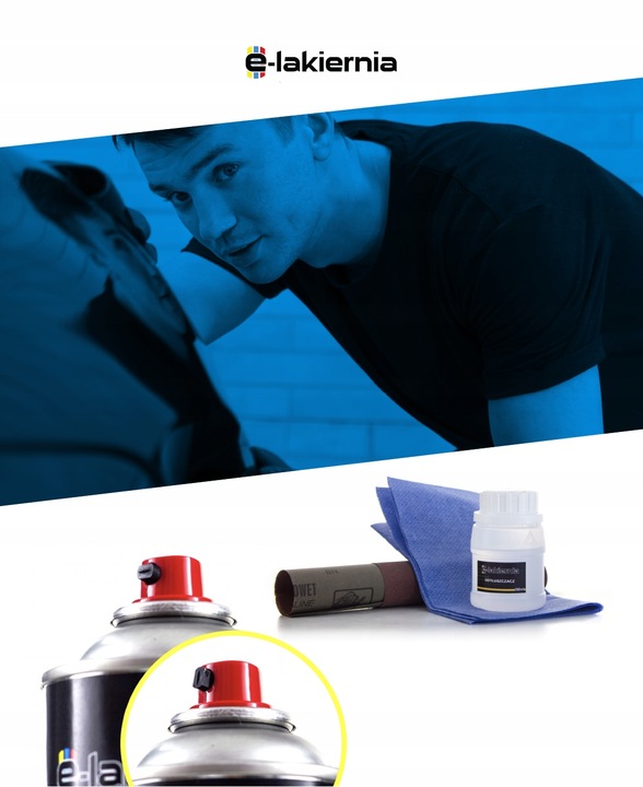 LAKIER SAMOCHODOWY SPRAY ZESTAW DO PLASTIKU KAŻDY KOLOR E-LAKIERNIA