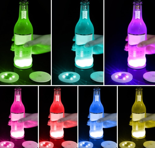 Podstawka Naklejka LED pod Butelkę Szklankę Kubek Zestaw 10 szt.