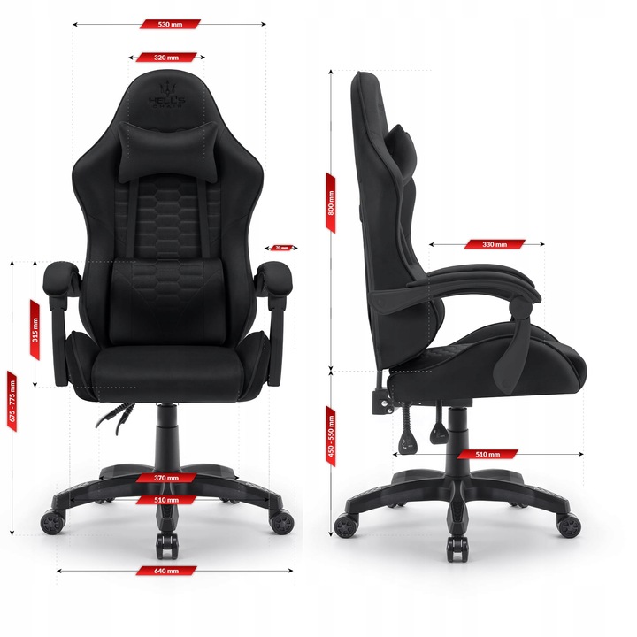 FOTEL GAMINGOWY DLA GRACZA BIUROWY HELL'S