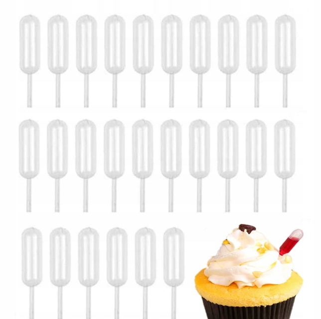 Pipety deserowe pipetki cukiernicze do deserów ciast 4ml 8cm 100 sztuk