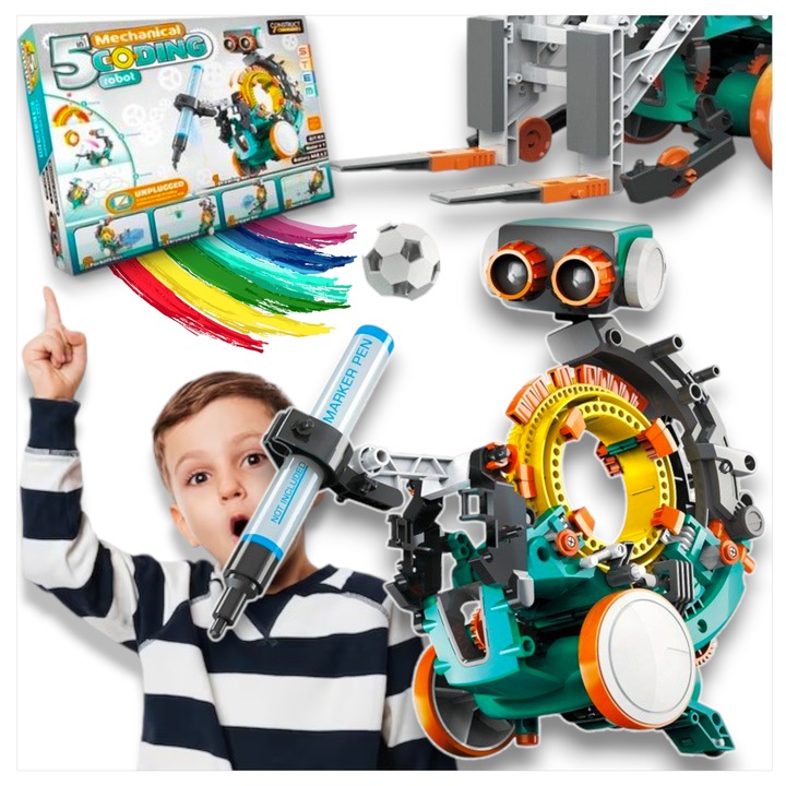 Robot Zabawka do Składania Robot Kodujący 5w1 Zabawka Kreatywna dla Dzieci