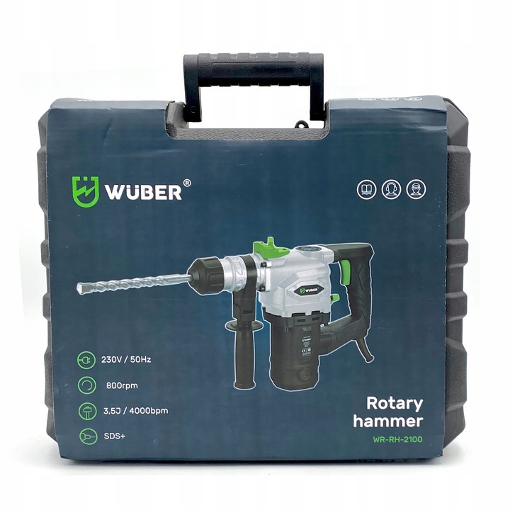 MŁOTOWIERTARKA MŁOT UDAROWY SDS+ WUBER 2100W WALIZKA ZESTAW