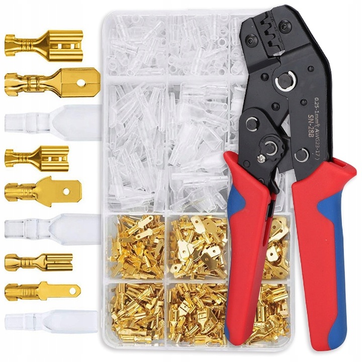 ZACISKARKA PRASKA KONEKTORÓW ZESTAW SAMOCHODOWYCH + 450 SZT KONEKTORÓW