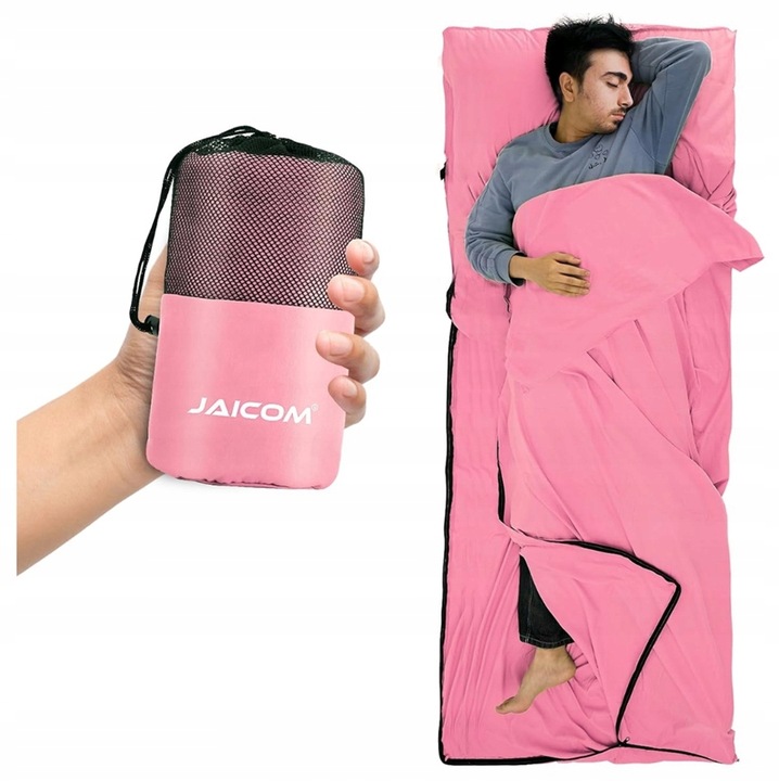 JEDWABNY ŚPIWÓR 220x90 TURYSTYCZNY LETNI Z ZAMKIEM - CIEPŁY LEKKI PODRÓŻNY