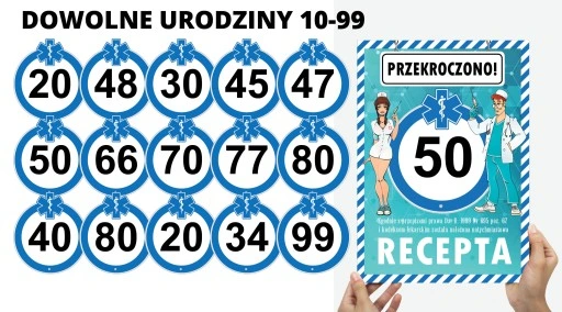 KARTKA NA URODZINY 30 40 50 60 Z RECEPTĄ 18 -99lat