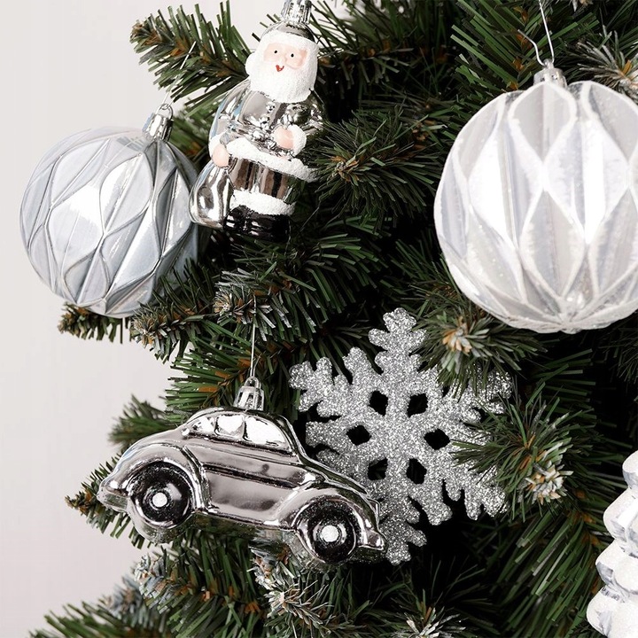 20x Bombki CHOINKOWE świąteczne nietłukące SREBRNE zestaw bombek na choinkę