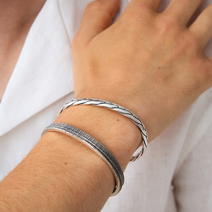 Bransoletka męska srebrna sztywna Kłos SADVA