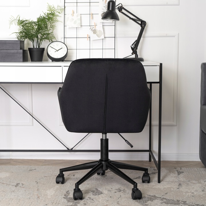 Krzesło Obrotowe Fotel Młodzieżowy Obrotowy Dla Dziecka Czarny Welur LUCY